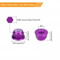 Uxcell Nylon Insert Hex Lock Nuts 10pcs M4 X 0 7mm Aluminum Alloy Self-locking Anodizing Flange Nut For Fasteners Purple