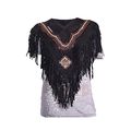 Womens Diamond Poncho With Fringes Size M Md Medium 