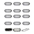 12 Pack Of Long Haul Clear 6 Oval Surface Mount Stop Tail Turn Led W Chrome Bezel