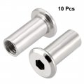 Uxcell M8x22mm Hex Socket Head Insert Nut Screw Post Sleeve For Furniture 10pcs