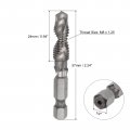 Uxcell Combination Drill And Tap Bit 1 4 Hex Shank M8 X 25 Metric Uncoated High Speed Steel 4341 Spiral Flute Drilling Tapping