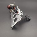 Httmt Mt408-p- Chrome Horizontal Vertical Zigzag Mount License Plate Bracket 7x4 Black Round Led Tail Brake Light Integrated