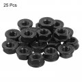 Uxcell M8x1 25mm Serrated Flange Hex Lock Nuts 25pcs 304 Stainless Steel Non-slip Metric Hexagon Nut Full Thread Bright Finish