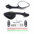 Httmt- Black Racing Rearview Mirror W Sticker Compatible With Hond Cbr600 Suzuk Gsxr750 1300 Ninja Fz1 P N Mt252-041-bk