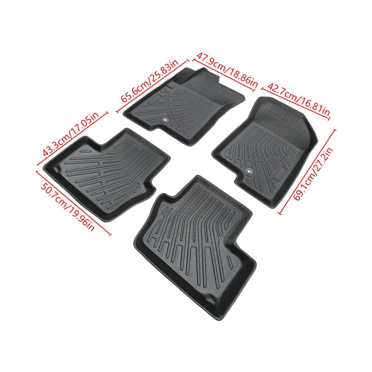 4pcs Floor Mats Black Tpe 1st And 2nd Row Replacement For Caliber 2007-2012