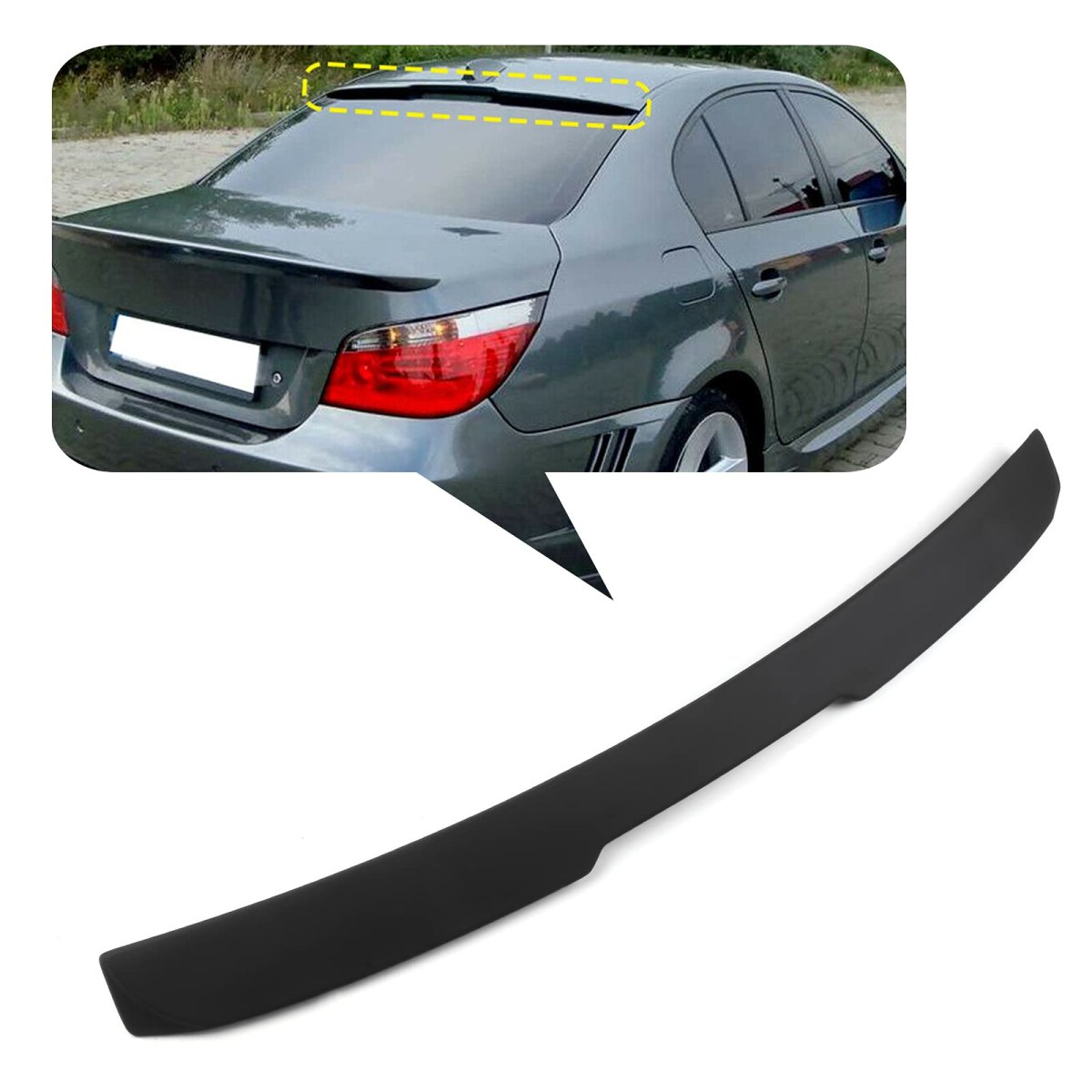 Rear Roof Window Visor Spoiler For Bmw 5 Series 2004 2009 Fits 525i 528i 530i 535i 545i 550i M5 Black Abs Plastic Replacement