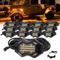 12 Pods Magnetic Amber Rock Lights 12v Waterproof Led Undercarriage Lighting With 4m Extension Wires And Switch For Trucks Suv 