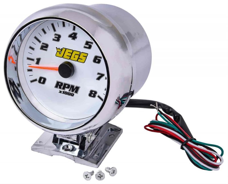 Jegs 41307 3-3 4 In Pedestal Mount Tachometer 0-8 000 Rpm-white Face