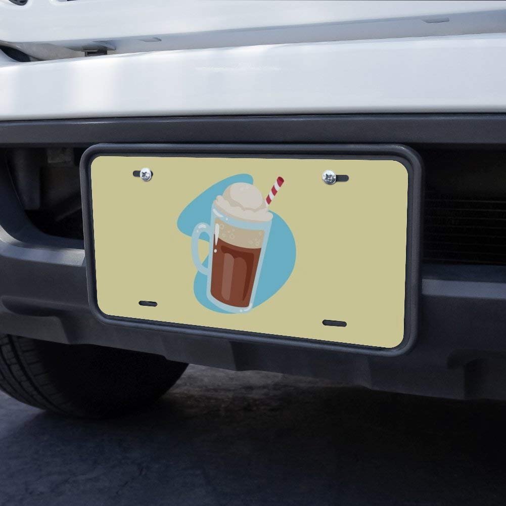 Root Beer Float Novelty Metal Vanity Tag License Plate 6 In X 12 Aluminum Uv And Water Resistant All Weather Design For North