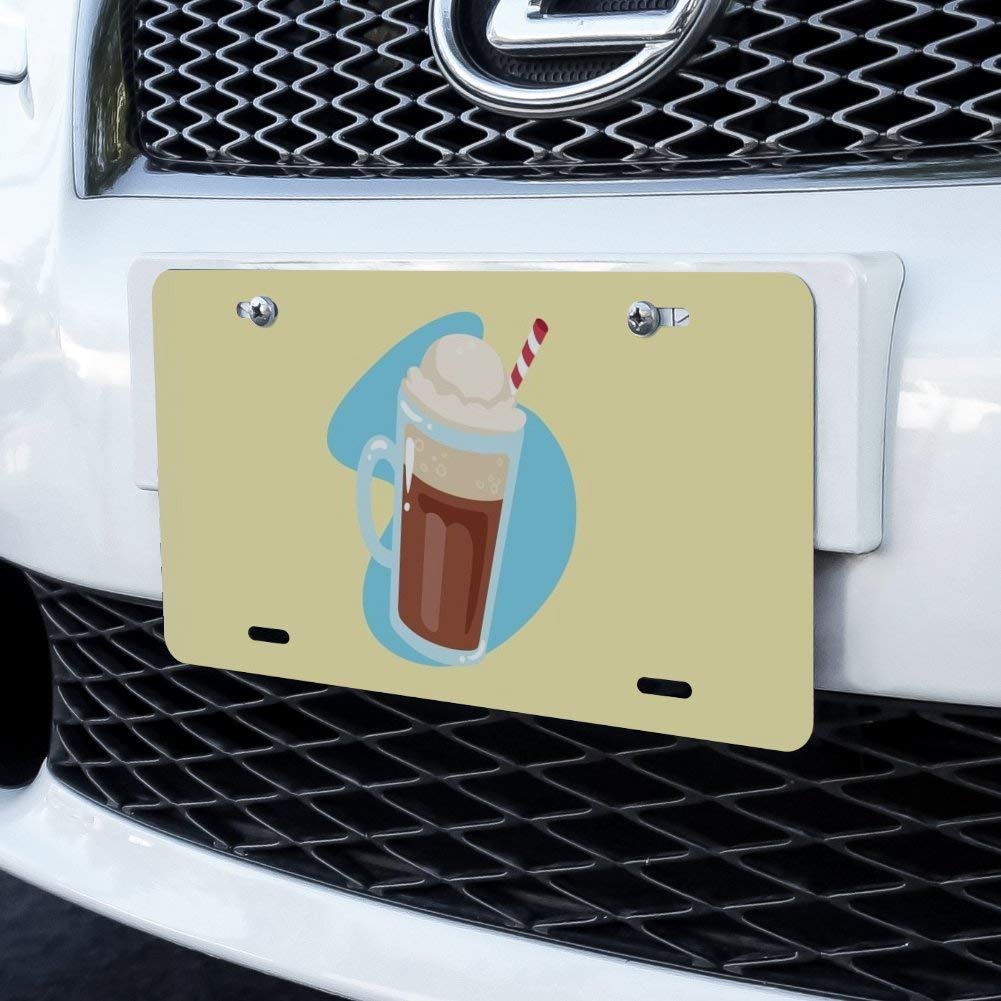 Root Beer Float Novelty Metal Vanity Tag License Plate 6 In X 12 Aluminum Uv And Water Resistant All Weather Design For North