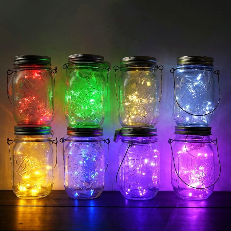 8 Pack Solar Mason Jar Lid Lights 20 Led Warm White Fairy String For Garden Patio Deck Wedding Waterproof Outdoor Indoor