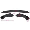 Universal Car Front Bumper Lip Air Dam Body Kit Chin Spoiler Splitter Diffuser 3 Pcs- Sharp Edge Matte Black