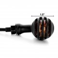 Krator 2pcs Black Heavy Duty Motorcycle Turn Signals Finned Grill Scalloped Blinkers