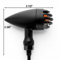 Krator 2pcs Black Heavy Duty Motorcycle Turn Signals Finned Grill Scalloped Blinkers