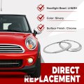 Hecasa Pair Headlight Bezel Headlamp Trim Ring Compatible With 2007-2015 Mini Cooper R55 R56 R57 R58 R59 S Clubman Hatchback