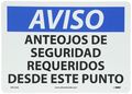 Nmc Spn18ab Osha Sign Legend Aviso Anteojos De Seguridad Requeridos Desde Este Punto 14 Length X 10 Height Aluminum Blue Black 