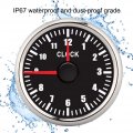 Qiilu Clock Meter Gauge 12-hour Format 9-32v Dc Hourmeter Instrument Panel Gauges Display Red Backlight 52mm 2 Install Dia For