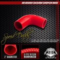 Auto Dynasty 2 Inches To 90 Degree Elbow 4-ply Turbo Intake Intercooler Piping Silicone Coupler Hose T-clamp Red