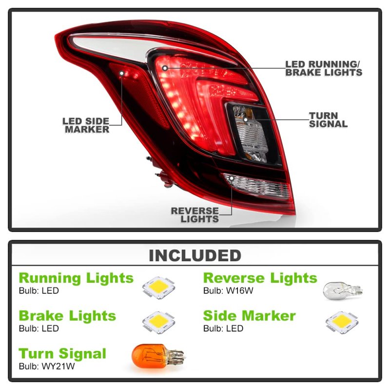2017-2022 Buick Encore Red Clear Oe Factory Style Led Tail Light Brake Lamp Replacement Left Driver Side