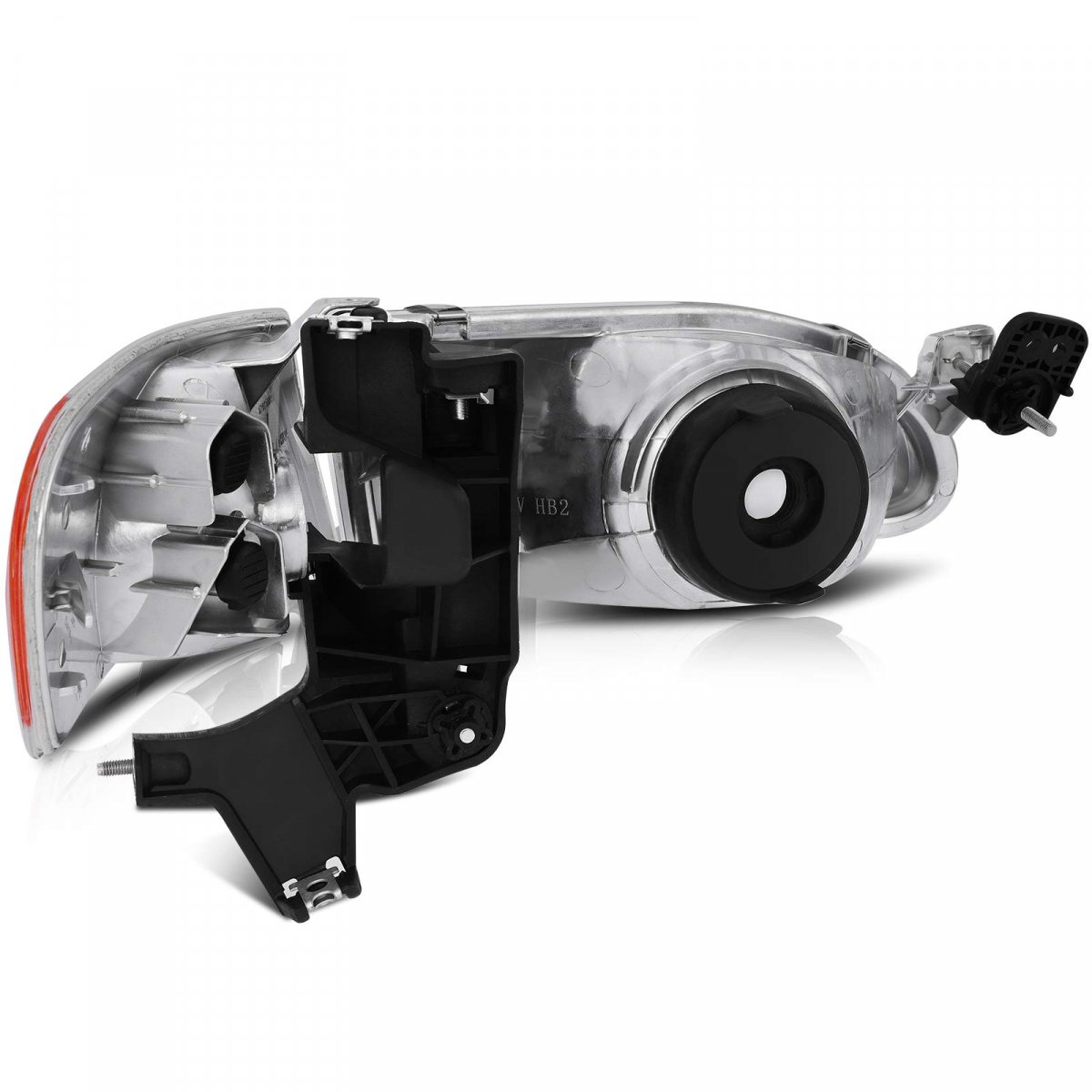 Headlight Assembly Pair For Toyota Corolla 1998 1999 2000 Chrome Housing Amber Reflector Clear Lens 81510-02040 81110-02060