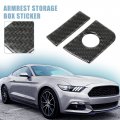 X Autohaux 2pcs Carbon Fiber Armrest Storage Box Cover Interior Accessories Ford For Mustang 2015-2020 Black