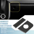 X Autohaux 2pcs Carbon Fiber Armrest Storage Box Cover Interior Accessories Ford For Mustang 2015-2020 Black