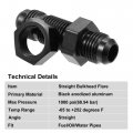 X Autohaux Car Straight Bulkhead Fuel Fitting 6an Male To Flare Union Adapter Black