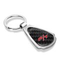 Dodge R T Logo Real Black Carbon Fiber Chrome Metal Teardrop Key Chain 