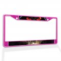 Fastasticdeals Metal Insert License Plate Frame Scary Skeleton Skull Jaw Firing Eyes Weatherproof Car Accessories Hot Pink 2 