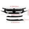 Ecotric Front Grille Bumper Mesh Grill Compatible With 2019-2021 Honda Civic Replacement For Ho1200241 T-r Style