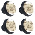 4pcs Old Sailboat Anchor Sea Monster Cabinet Knobs 30mm Round Crystal Glass Drawer Handles Pulls With Screws For Kitchen 