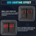 2gang Rocker Switch Panel 5pin On Off Pre-wired Toggle Control 12v 24v With Red Led Light Push Button For Automotive Cars