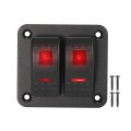 2gang Rocker Switch Panel 5pin On Off Pre-wired Toggle Control 12v 24v With Red Led Light Push Button For Automotive Cars