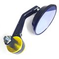 Yibid 1pcs Right Side Custom Universal Black Gold Bar End Mirrors For Motorcycle Cruiser Chopper Bobber Cafe Racer Clubman