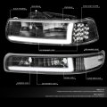 Auto Dynasty Led Drl Black Clear Corner Headlight W Bumper Lamps Tool Kit Compatible With Chevy Silverado 99-06