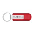 Jeep Wagoneer Red Pu Leather Strap Silver Metal Bar Key Chain Official Licensed Modern Style Accessory 3 75 In X 1
