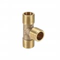 Uxcell Brass Tee Pipe Fitting 3 8bsp Male Thread T Shaped Connector Coupler