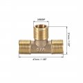 Uxcell Brass Tee Pipe Fitting 3 8bsp Male Thread T Shaped Connector Coupler