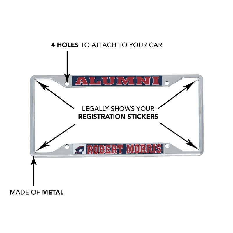 Robert Morris University Colonials Rmu Officially Licensed Metal License Plate Frame Alumni Edition Standard Size 6 25 In X 12