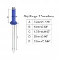 Uxcell Aluminum Blind Rivets 3 2mm X 13mm 1 8 33 64 Open End Flat Round Head Rivet For Joining Metal Plate Leather Blue 400 Pcs