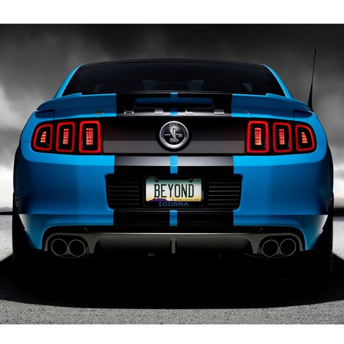 Ford Mustang Cobra Speed Line License Plate Frame Blue And Black Metal 12 In X 6 Official Licensed Product