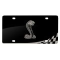 Ford Cobra Laser Mark Checker Stripe Matt Look Black Acrylic License Plate Official Licensed 11 88 In X 6 Universal Fit For Car 