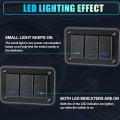 3 Gang Rocker Switch Panel Pin On Off Pre-wired Toggle Control Waterproof Aluminum Alloy Blue Led Light Push Button For 12v 24v