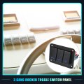 3 Gang Rocker Switch Panel Pin On Off Pre-wired Toggle Control Waterproof Aluminum Alloy Blue Led Light Push Button For 12v 24v