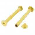 Uxcell Screw Post Female 5x50mm Belt Buckle Binding Bolts Leather Fastener Brass Tone 10 Sets
