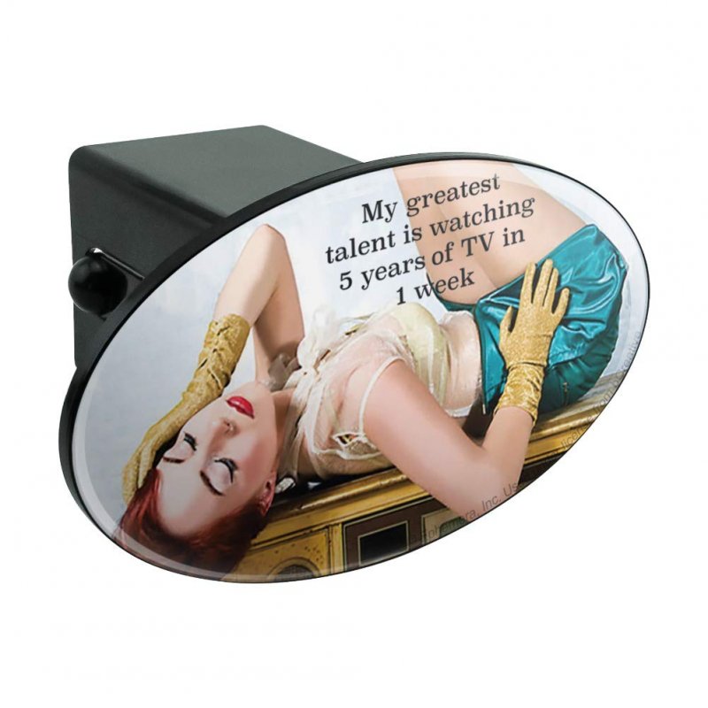 Greatest Talent Watching 5 Years Tv In 1 Week Funny Humor Oval Tow Trailer Hitch Cover Plug Insert
