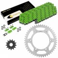 Caltric Green O-ring Drive Chain And Sprockets Kit Compatible With Yamaha Yz250f 2001-2004