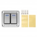 2 Gang Rocker Switch Panel Blue Led 12v 24v Waterproof Aluminum Alloy Brushed Process On Off For Car Truck Boat
