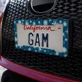 Snowflakes On Blue Tile Pattern License Plate Tag Frame
