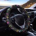 Geprint Cartoon Colorful Dragonfly Print Full Set Of 6 Pcs Front Bucket Seat Cover With 15 Inch Steering Wheel Safety Belt